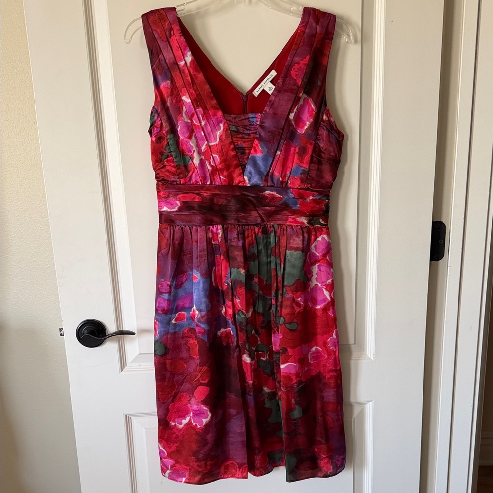 Banana Republic Red and Pink Floral Midi Dress